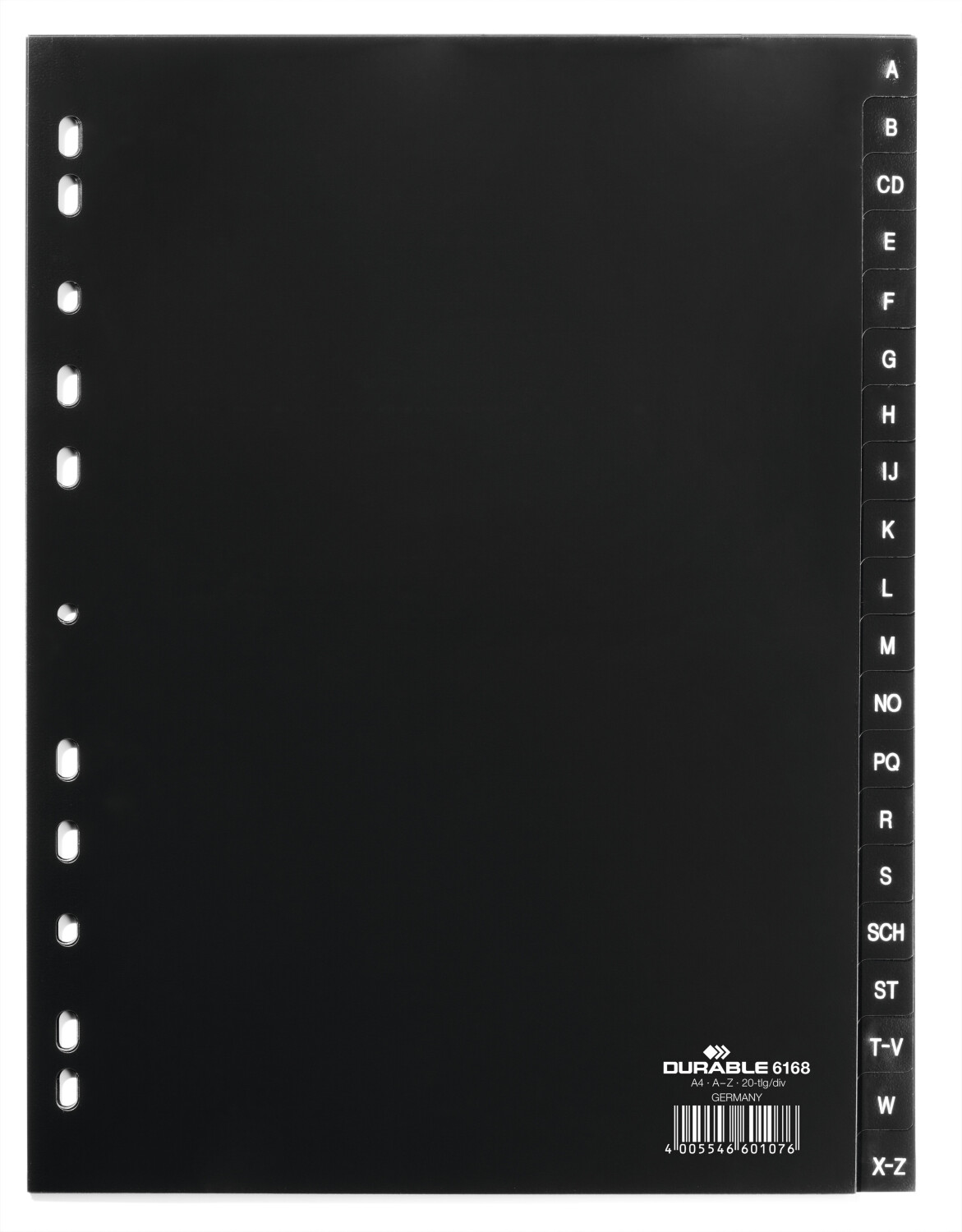 DURABLE Ordnerregister DIN A4 Vollformat A-Z schwarz 20-teilig (616801)
