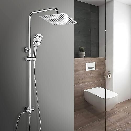 Görbach Duschsystem Regendusche Duschsäule ohne Armatur Edelstahl chrom