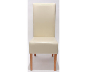 Mendler 2er Set Esszimmerstuhl Küchenstuhl Stuhl Latina LEDER creme