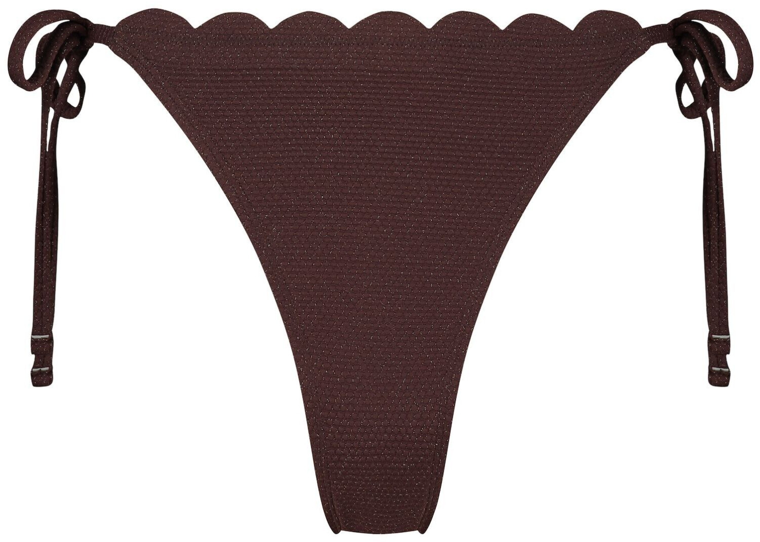 Hunkem Ller Bikini Slip Cheeky Tanga Scallop Lurex Braun Ab