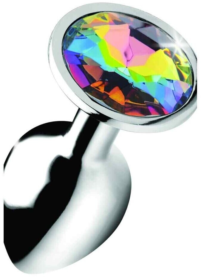 XR Brands Booty Sparks Rainbow Prism Gem Anal Plug Small Silver 2 8