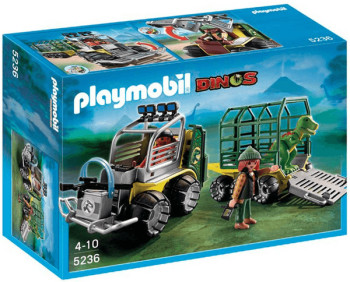 Playmobil Dinosaurier Forscherfahrzeug mit K\u00e4figanh\u00e4nger 