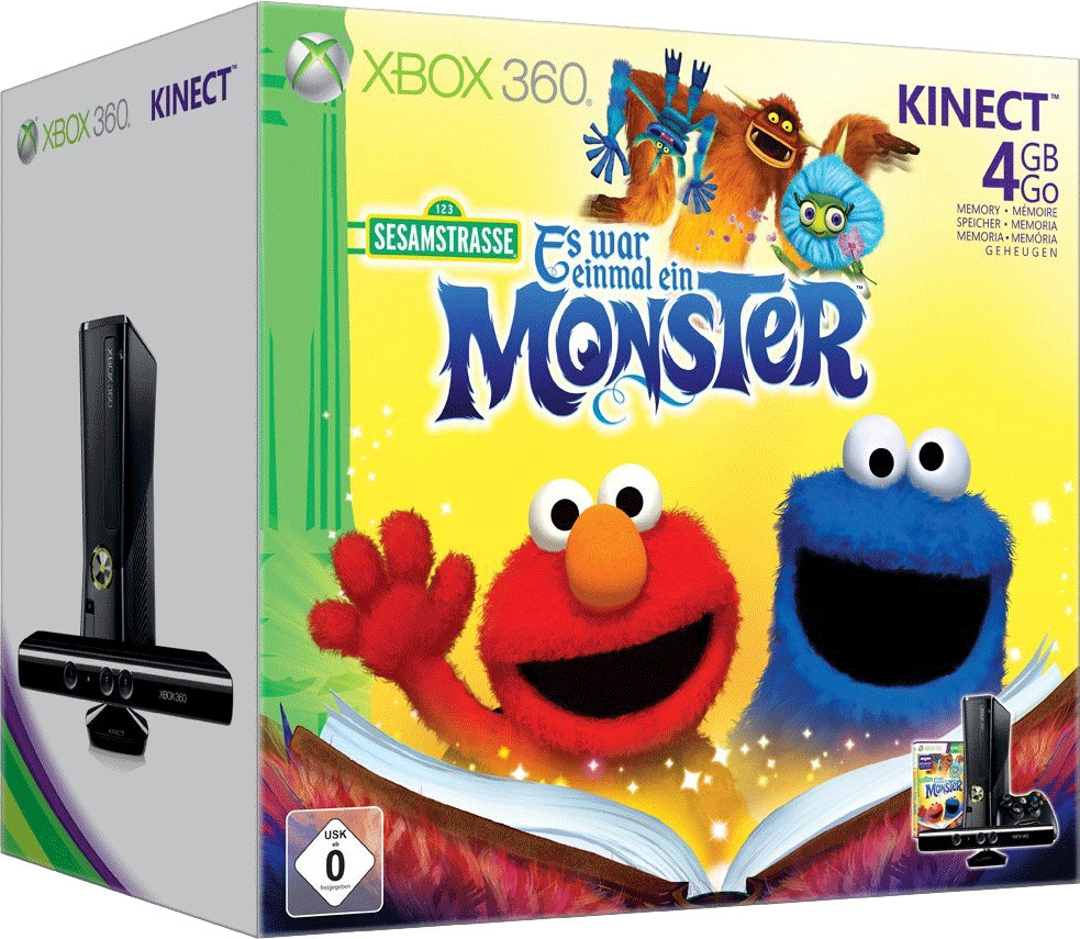 Microsoft Xbox 360 S 4GB + Kinect Adventures + Sesamstraße