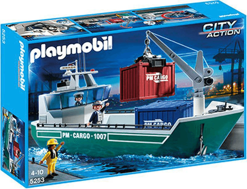 Playmobil Frachtschiff mit Verladekran (5253)