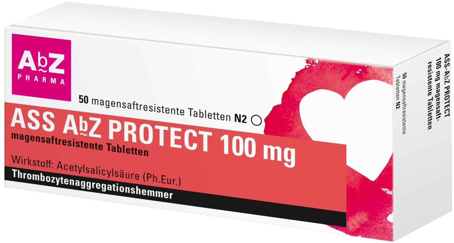 ASS AbZ Protect 100 Mg Magensaftresistente Tabletten 50 Stk Ab 1 64 Preisvergleich Bei