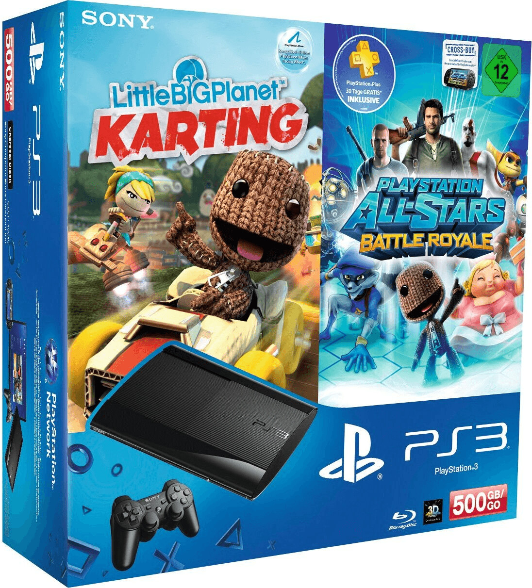 Sony PlayStation 3 (PS3) Super slim 500GB + PlayStation All-Stars: Battle Royale + Little Big Planet: Karting