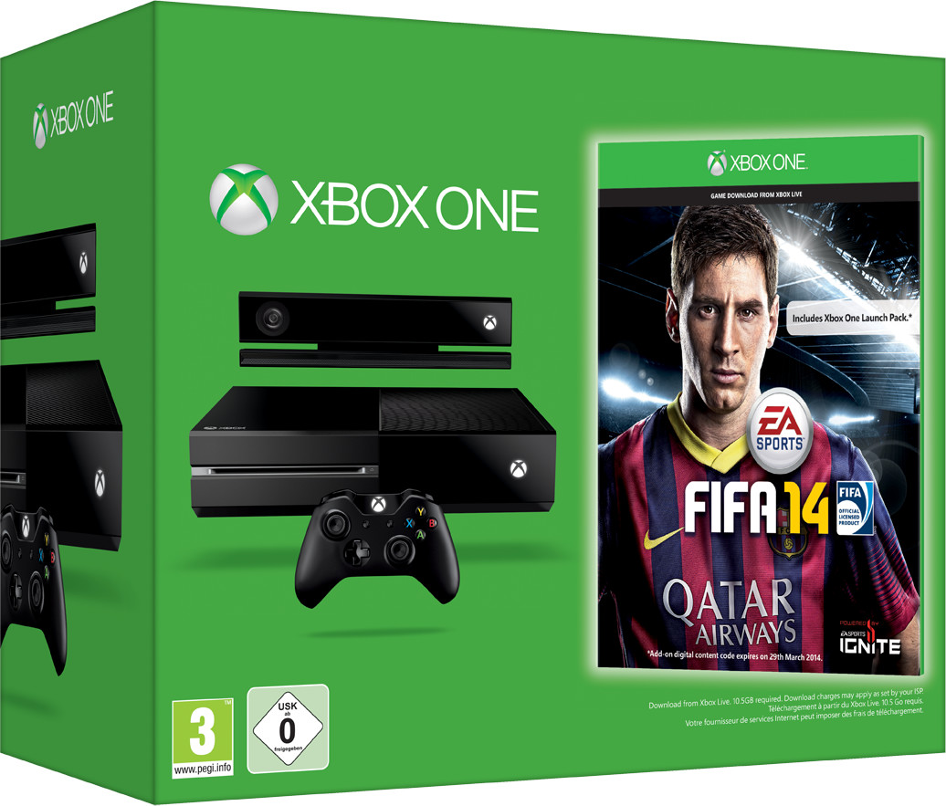 Microsoft Xbox One 500GB + Kinect + FIFA 14