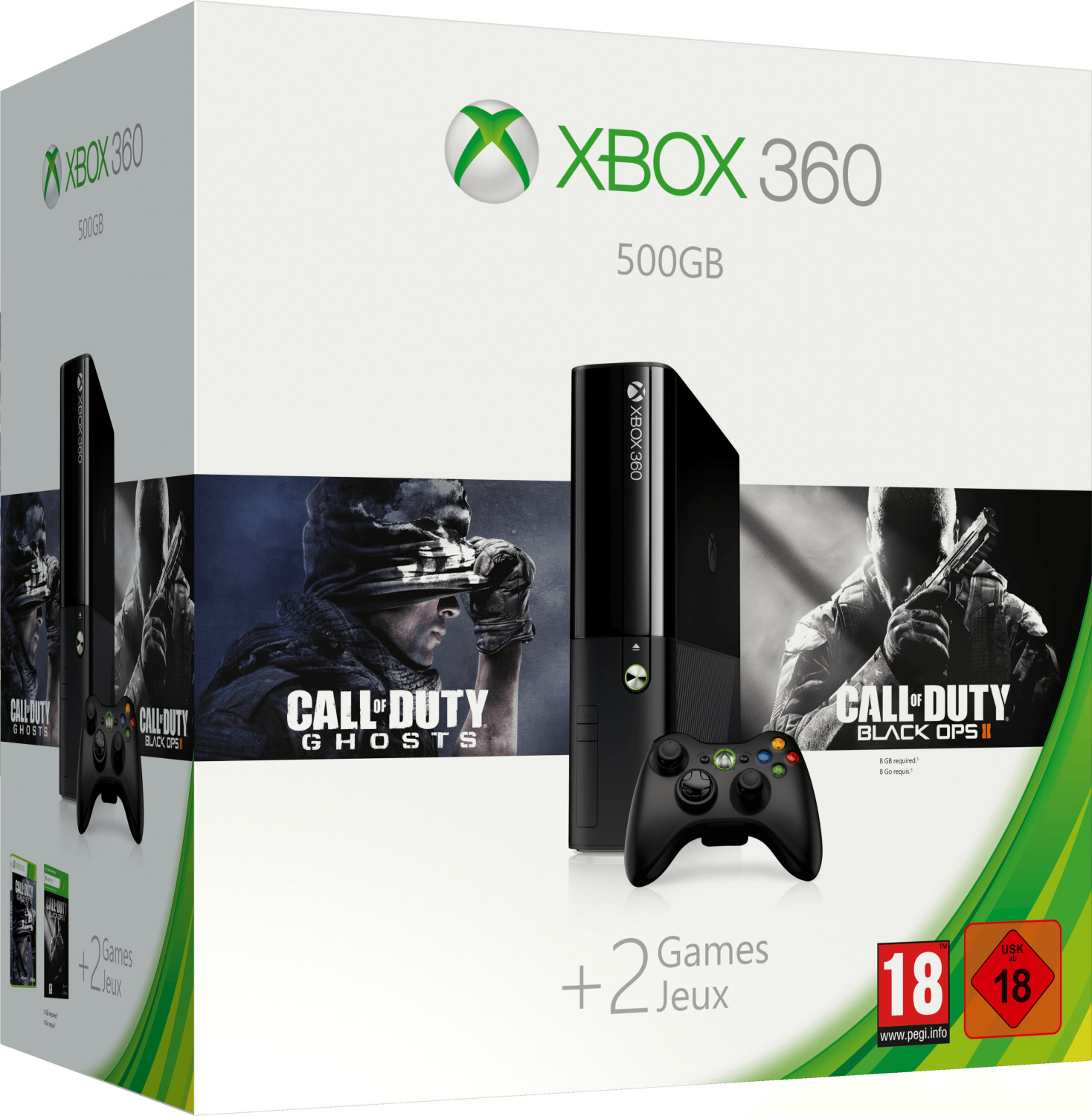 Microsoft Xbox 360 E 500GB - Call of Duty: Ghosts + Call of Duty: Black Ops 2