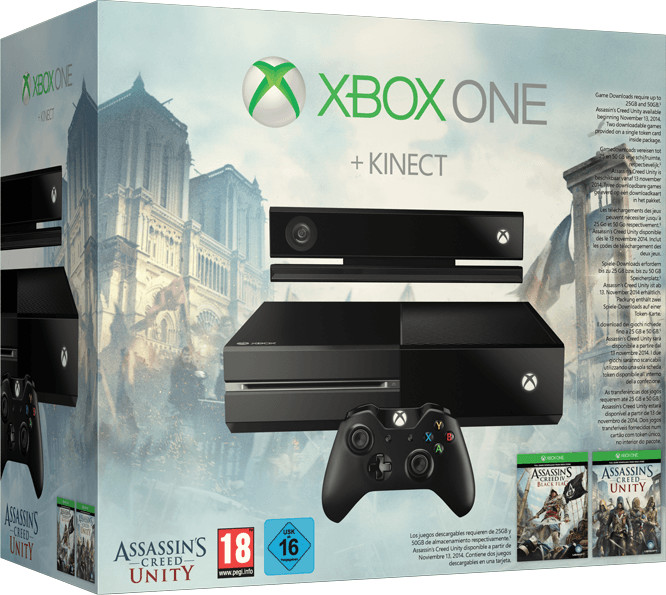 Microsoft Xbox One 500GB + Kinect + Assassin's Creed: Unity + Assassin's Creed: Black Flag