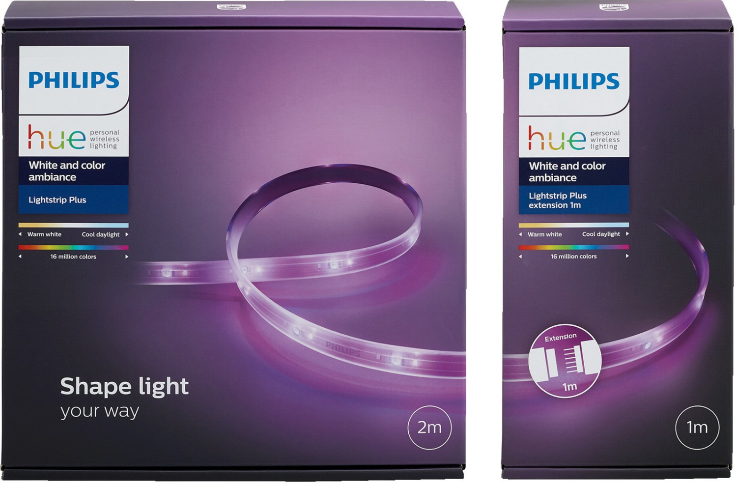 Philips Hue Hue White & Color Ambience LightStrip Plus 2 m Basis + 1m Erweiterung