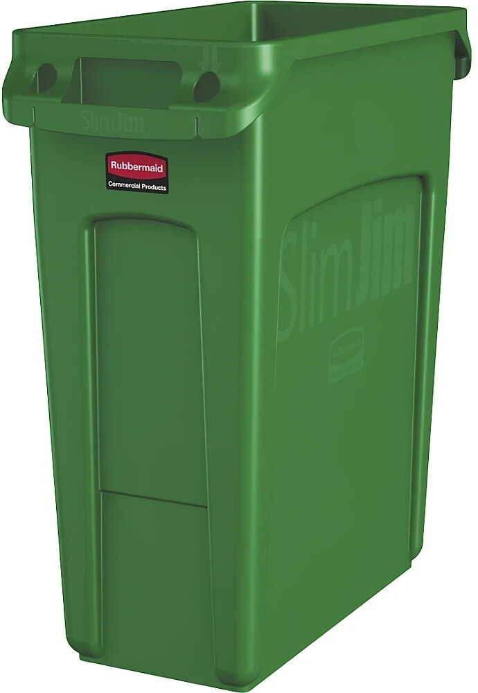 Rubbermaid Slim Jim mit Lüftungskanälen 60 L grün