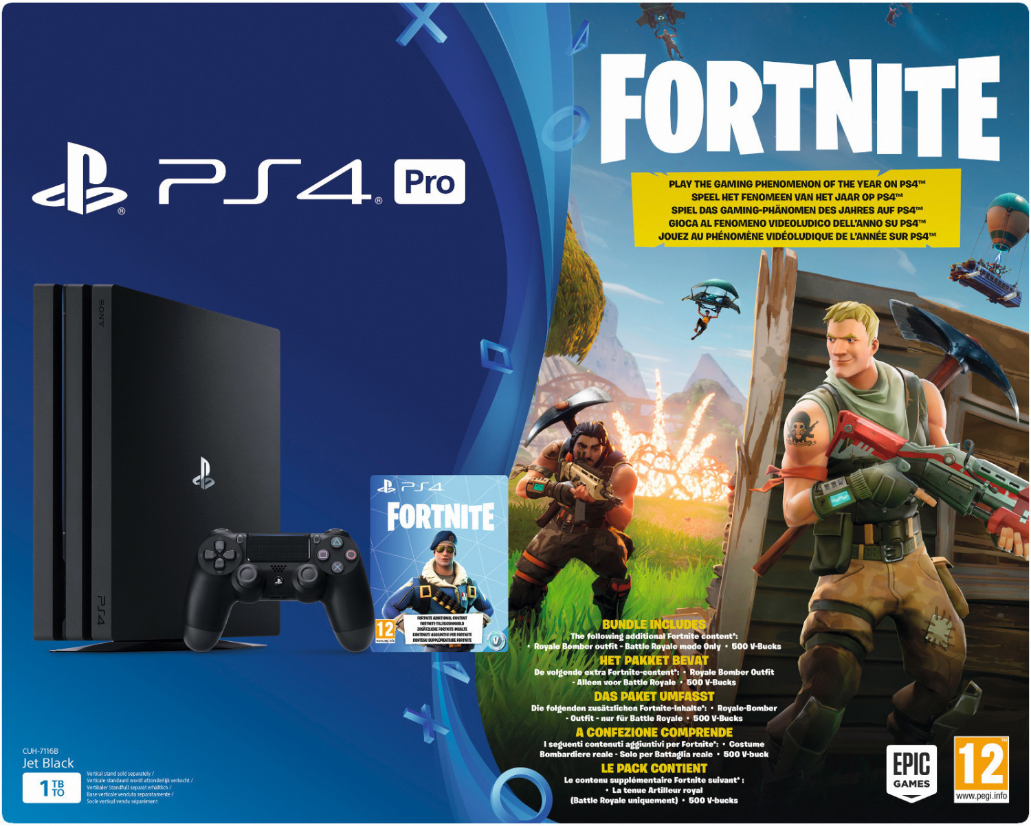Sony PlayStation 4 (PS4) Pro 1TB + Fortnite + Royale-Bomber-Outfit