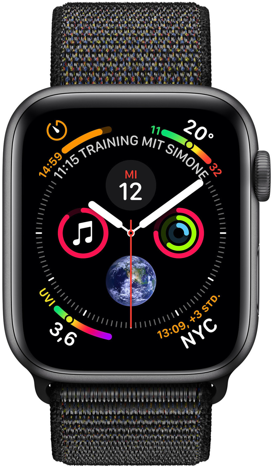 Apple Watch Series 4 GPS + Cellular 44mm space grau Aluminium Sport Loop schwarz