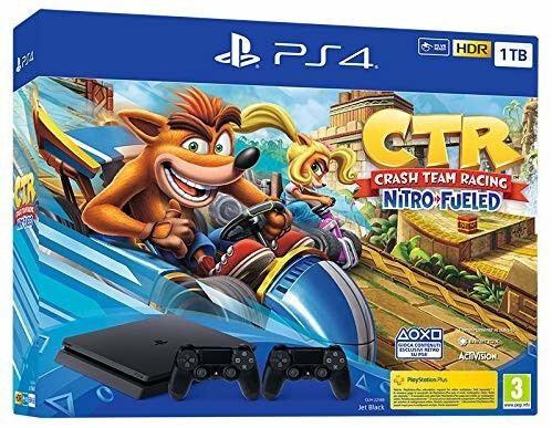 Sony PlayStation 4 (PS4) Slim 1TB + Crash Team Racing: Nitro Fueled + 2 Controller