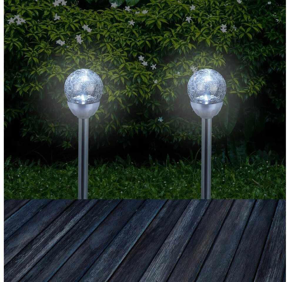 Relaxdays Solarlampen für außen 3er Set LED Garten Solarleuchten