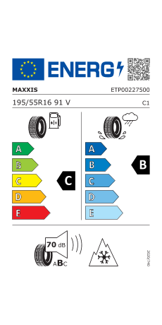 MAXXIS Premitra All Season AP3 XL FSL M+S 3PMSF 195/55 R16 91 V - C, B, B,  70dB