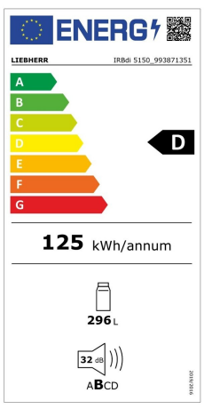 LIEBHERR IRBdi 5150 Frigorífico empotrado sin congelador Blanco Manual de  usuario