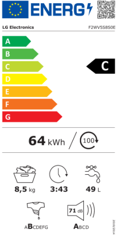 LG F2WV5S8S0E Lavatrice Slim a Carica Frontale 8.5 Kg, 1200 Giri/min,  Wi-Fi, Intelligenza Artificiale AI DD, Vapore Igienizzante, Turbo Wash,  Motore Inverter Direct Drive, 60x85x47.5 cm - Bianco : : Fai da