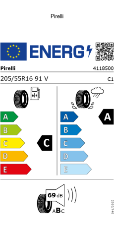 Tyre Pirelli 205/55 R16 91V, C A 69 0, Cinturato P7 C2