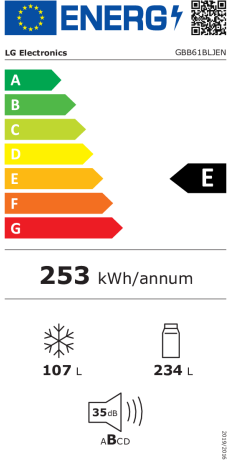 Refrigerateur congelateur en bas Lg GBB61BLJEN