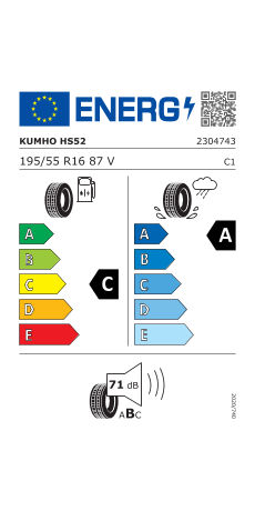 Gomma KUMHO in offerta: modello HS52 195/55 16 87 V