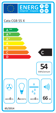 Campana Grupo Filtrante - Cata GCB 55 X, 55cm, 66 dB, 371 m³/h, Inox