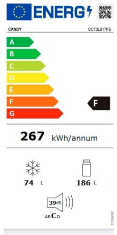 Réfrigérateur Congélateur en Bas Candy CCT3L517FS 260L 230V 39dB Froid  Ventilé Acier Inoxydable Gris - Réfrigérateur congélateur en bas - Achat &  prix