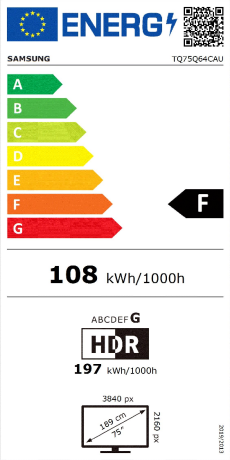 TV QLED 75  Samsung TQ75Q64CAUXXC, UHD 4K, Quantum Processor Lite 4K, Smart  TV, DVB-T2 (H.265), Negro