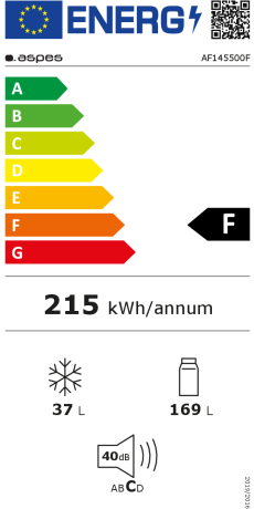 Frigorífico 2 puertas Aspes AF145500F, F