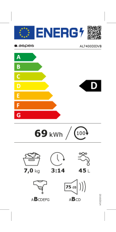 Lavadora ASPES AL7400DIDVB Blanco 7Kg 1400 Vapor D - Devoraprecios