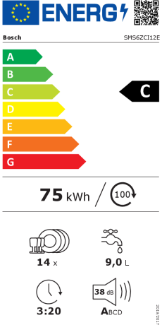 Bosch - lave-vaisselle 60cm 14 couverts 38db inox sms6zci12e