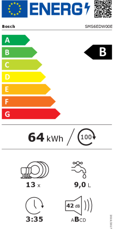 Bosch Lave-vaisselle 60cm 13 couverts 42db blanc - SMS6EDW00E