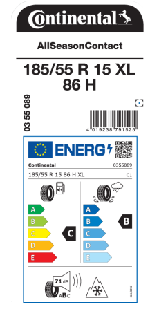Continental AllSeasonContact XL M+S - 185/55R15 86H - Pneumatico 4 stagioni  : : Auto e Moto