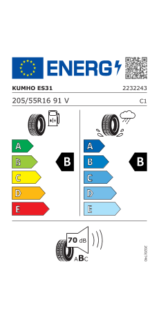 Kumho EcoWing ES31 205/55 R16 91V a € 53,12 (oggi)