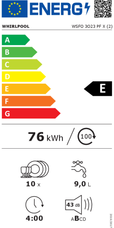 Lavavajillas Libre Instalación - Whirlpool WSFO3O23PFX, 45 cm, 43 dB, 10  servicios, Inox