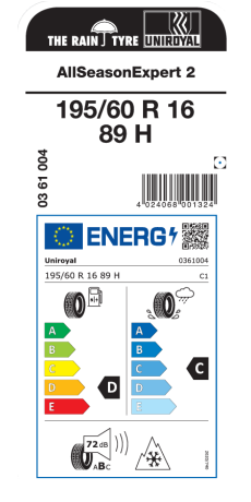 195//60R16 89H Pneumatico 4 stagioni Uniroyal AllSeasonExpert 2 M+S