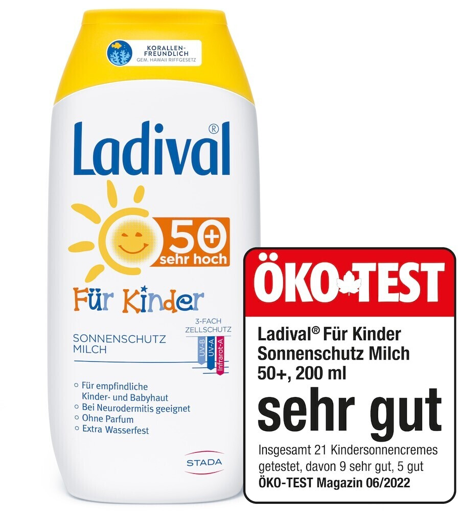 Preisvergleich Milch Kinder Sonnenschutz ab 50+ (200ml) bei | Ladival LSF € 13,58