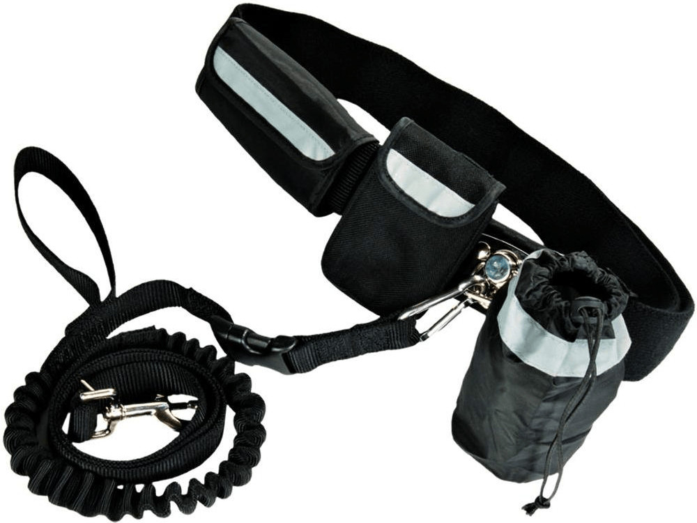 Trixie ceinture de jogging pour chien avec laisse gris et noir