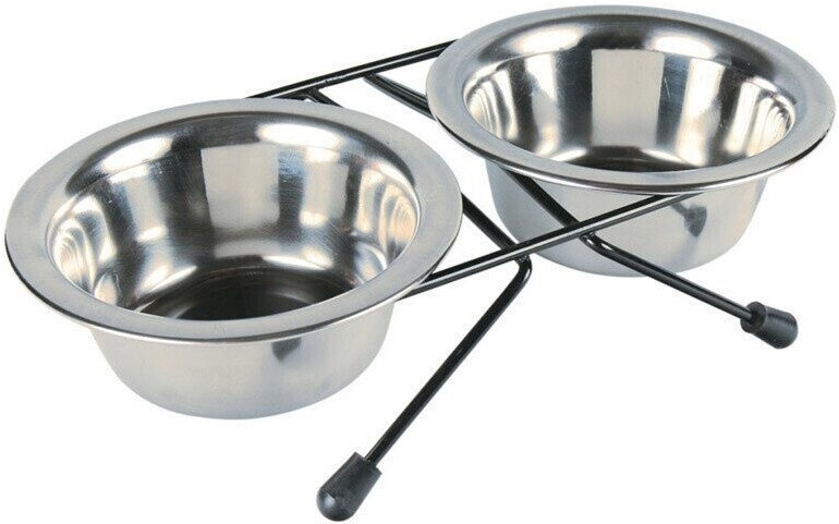 Trixie Set de 2 écuelles en acier inoxydable Eat on Feet (0,20 l - ø 10 cm)