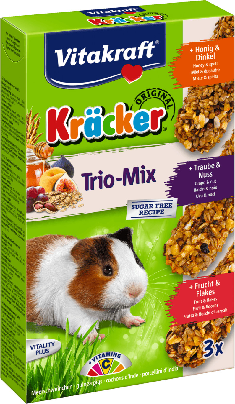 Vitakraft Friandises Kräcker Trio-Mix miel, fruits & noix pour cochons d'Inde (3 pièces)
