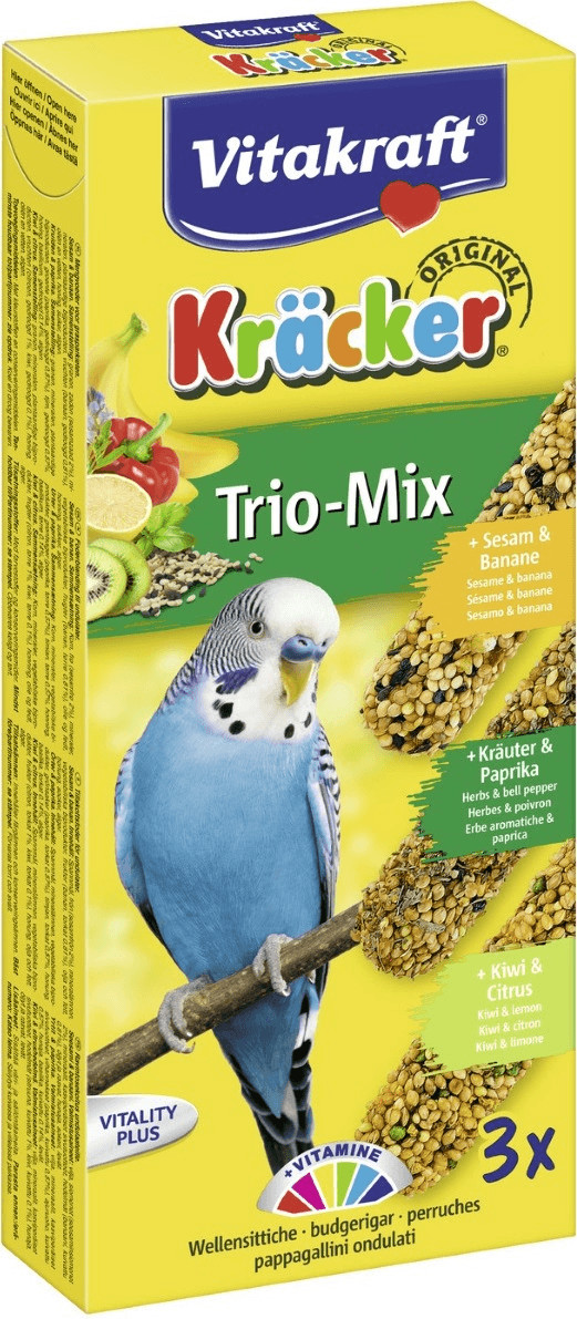 Vitakraft Kräcker Trio-Mix sésame/herbes/kiwi pour perruches