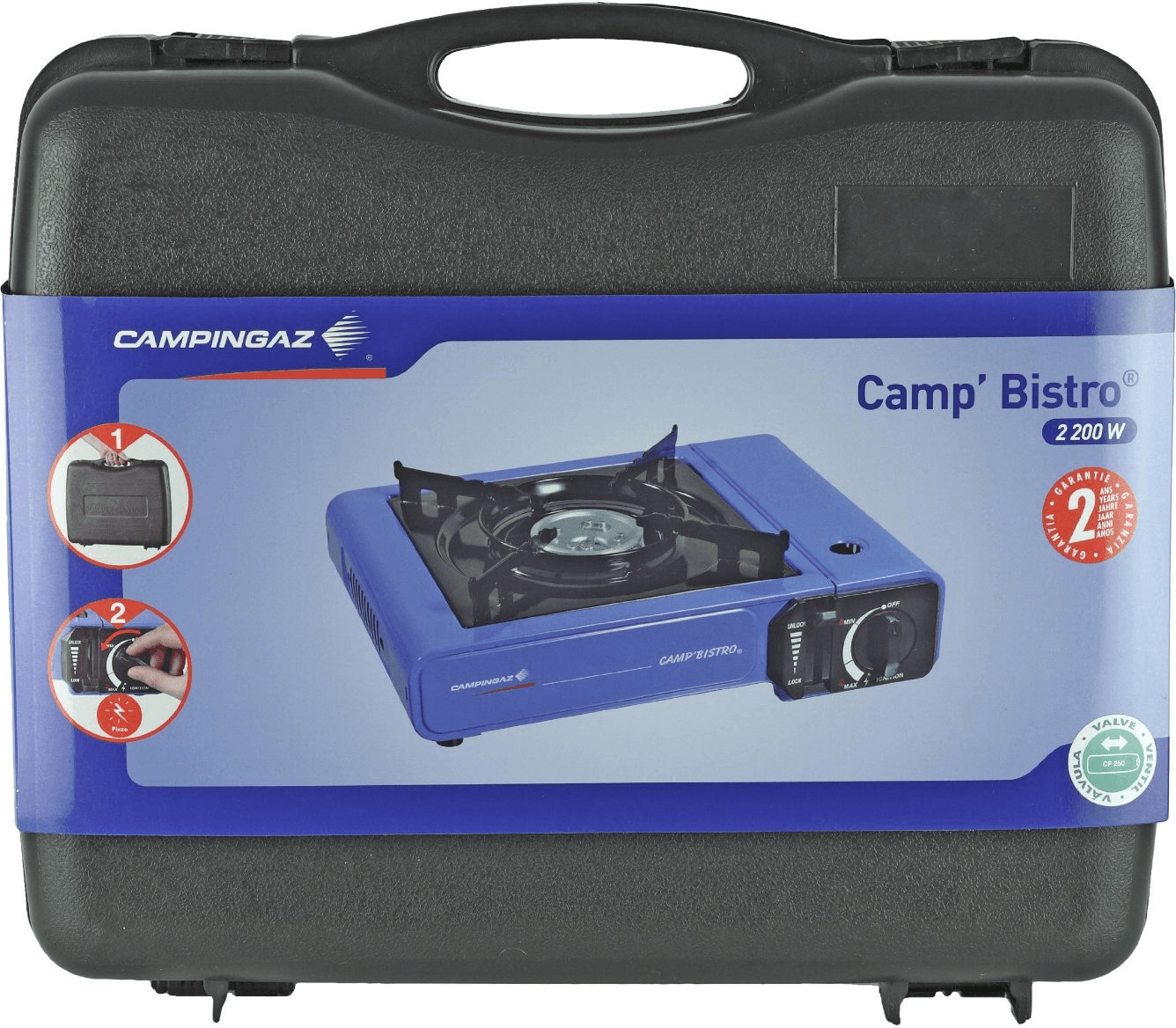 Réchaud De Camping Campingaz Bistro DLX Avec Arrêt-gaz - À Cartouche, 1 Flamme, Bleu, Extérieur