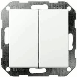 Gira Interrupteur-poussoir 10 AX 250 V~ avec bascule 2x Interrupteur série blanc satiné (012527)