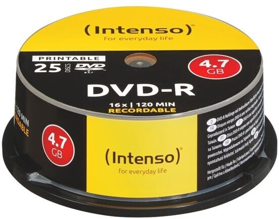 Intenso DVD-R 4,7GB 120min 16x ScratchProof printable 25pk Spindle