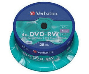 Verbatim DVD-RW 4,7GO 4x cake box de 25 pièces au meilleur prix