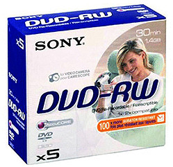 Sony DVD-RW Mini 1,4GO 30min 2x boîtier plastique de 5 pièces