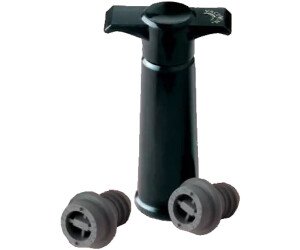 Vacu Vin 0981460 Black Wine Saver Vacuum Pump Set with 2 Stoppers