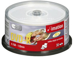Imation DVD-R 4,7GB 120min 16x printable 30pk Spindle