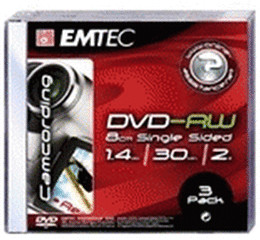 Emtec DVD-RW Mini 1,4GO 30min 2x boîtier slim de 3 pièces