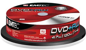 Emtec DVD+RW 4,7GO 120min 4x cake box de 10 pièces